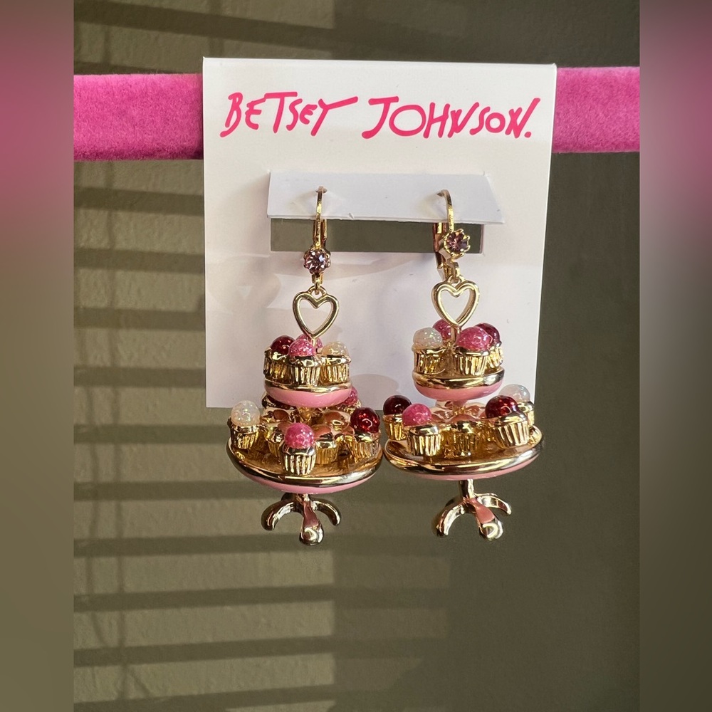 Betsy Johnson Betsey Glitter Cupcake Stand Earrings
